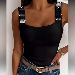 Chic Black Studded Strap Tank NEW 🏷️